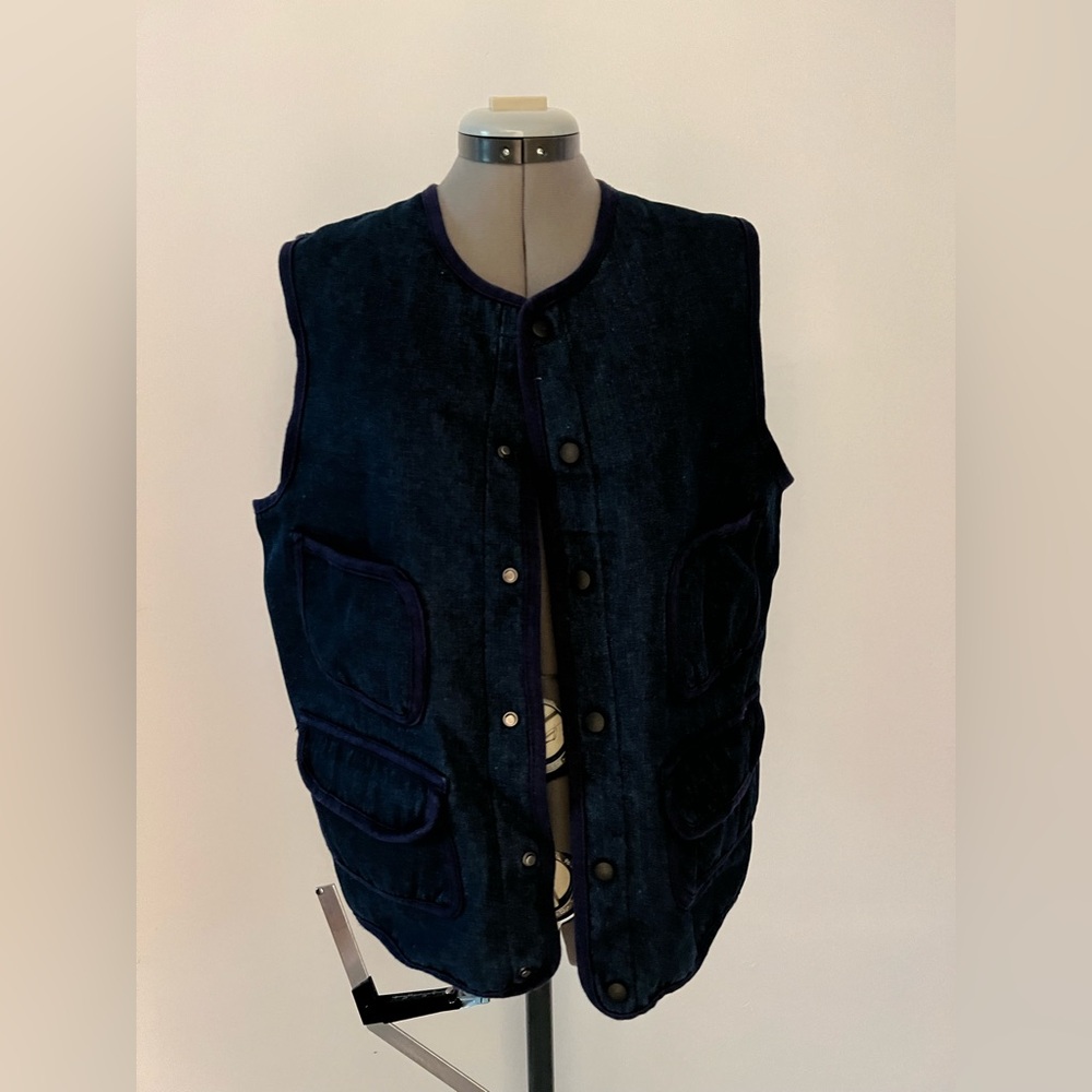 Uniform style Navy Denim Vest with 4 front Pockets